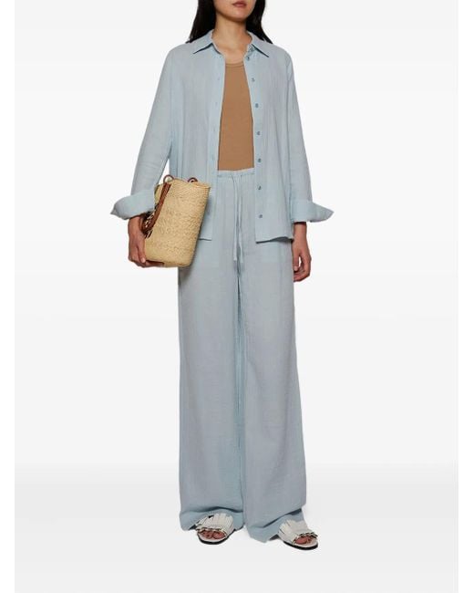 ÉTERNE Gray Drawstring Wide-Leg Trousers
