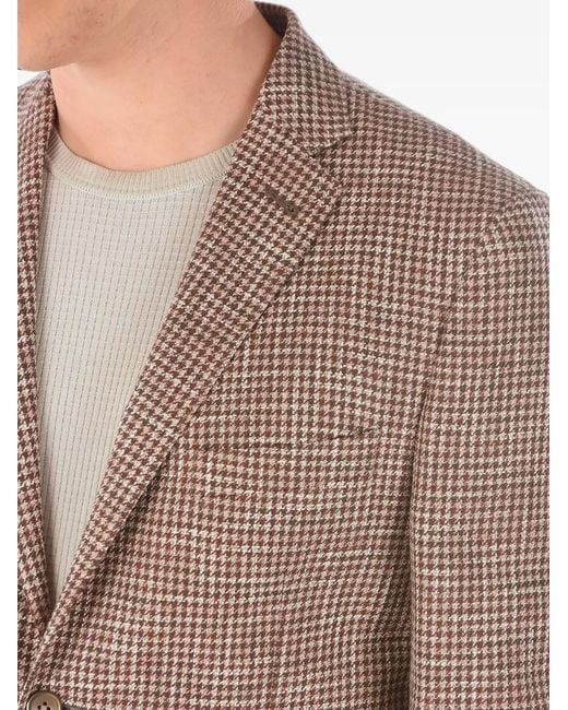 Corneliani Brown Pied-De-Poule Single-Breasted Blazer for men