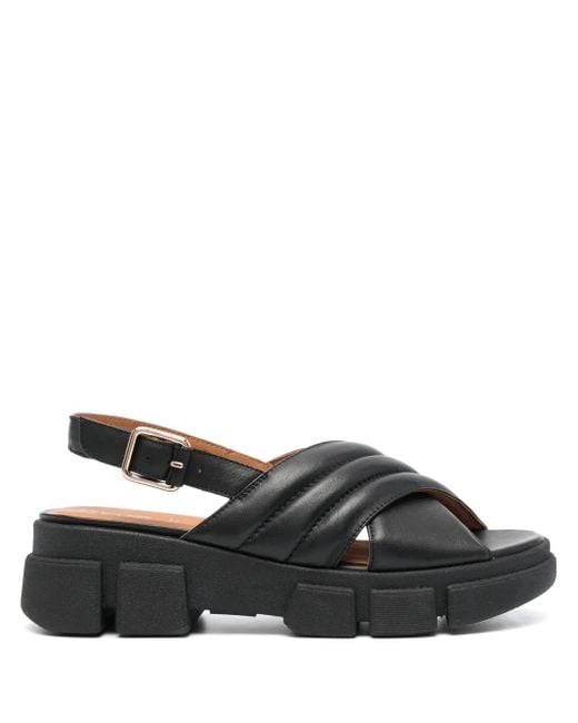Geox Black Lisbona Leather Sandals