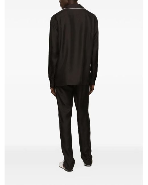 Dolce & Gabbana Black Silk Jogging Pants With Dg Embroidered Patch for men