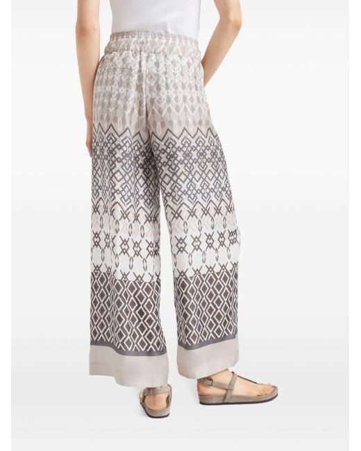 Pantalones con estampado geométrico Brunello Cucinelli de color White