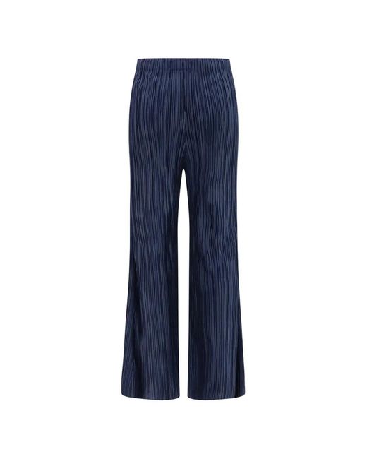 GONGDID DESIGN Blue Plissé-Effect Palazzo Pants