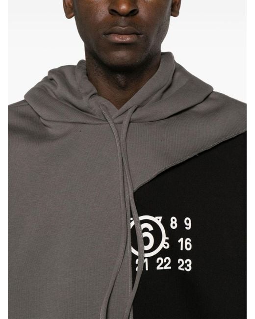 MM6 by Maison Martin Margiela Black Numeric-print Layered Hoodie for men