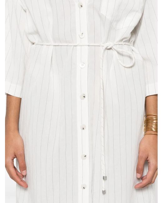 Nanushka White Gestreiftes Hemdkleid