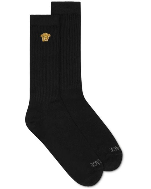 Calzini Con Ricamo Medusa di Versace in Black da Uomo