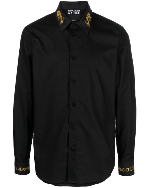 Versace Overhemd Met Geborduurd Logo in het Black voor heren