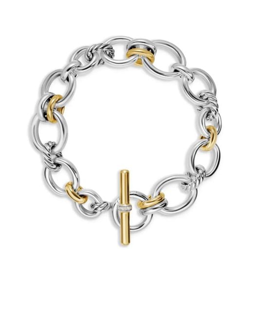 Bracelet Dy Mercer Chain En Or 18Ct Et Sterling Pavé De Diamant David Yurman en coloris White