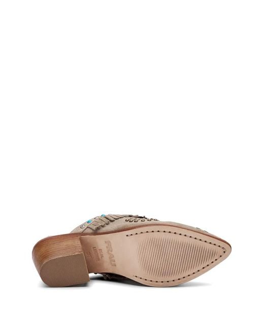 Frau Brown Fringed Stud-Embellished Mules