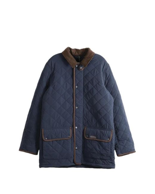 Barbour Blue Thursby Quilted Corduroy-Collar Jacket for men