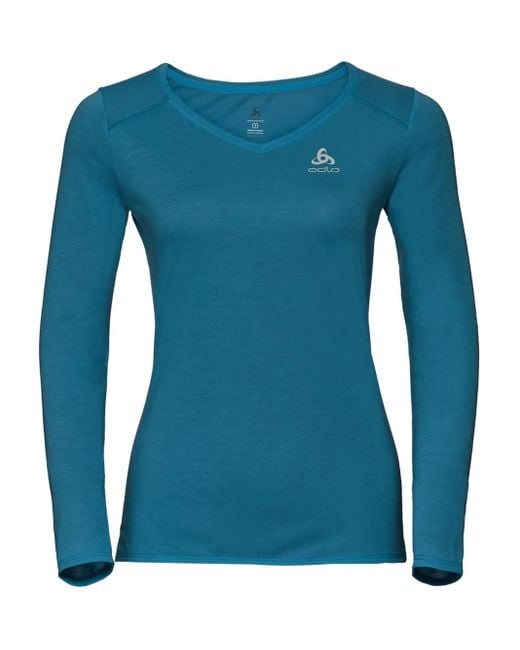 Odlo Blue V-Neck Base-Layer Top