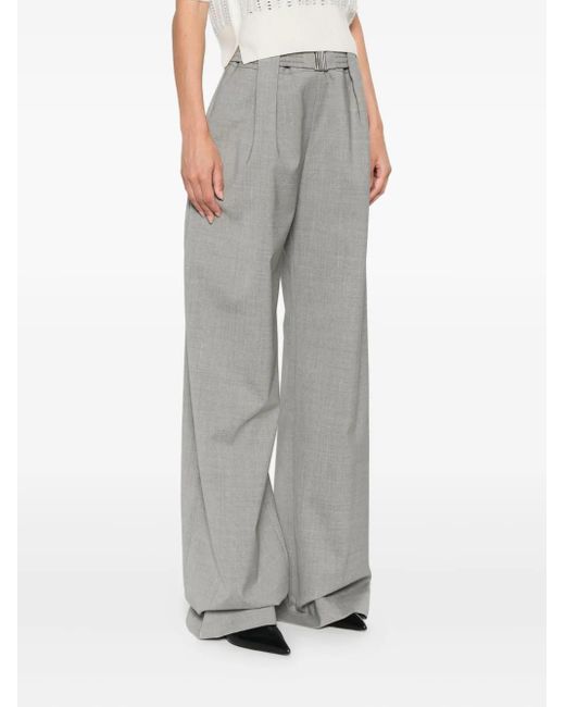 Ermanno Scervino Gray Pleated Buckle Trousers