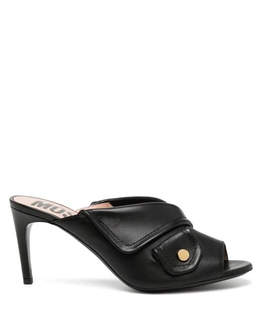 Moschino Black Leather Sandals