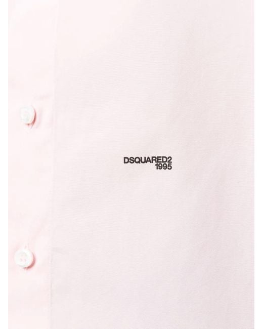 DSquared² Pink Logo-Print Long-Sleeve Shirt for men