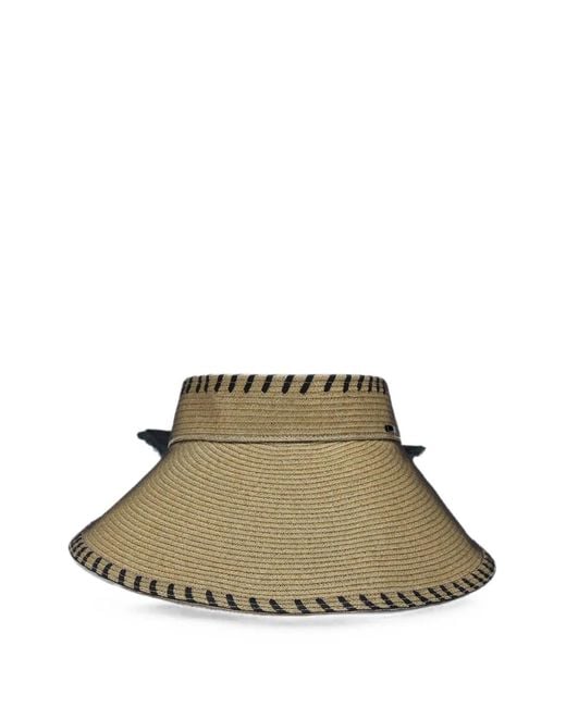 CA4LA Green Bow-Detail Whipstitch-Trim Sun Visor