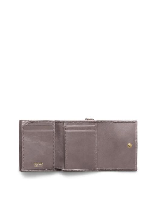 Prada Gray Small Triangle-Logo Wallet