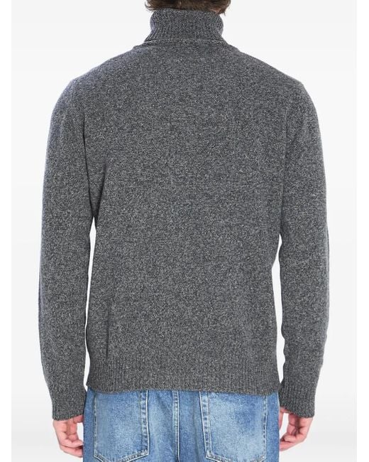 Roberto Collina Gray Turtleneck Ribbed Sweater for men