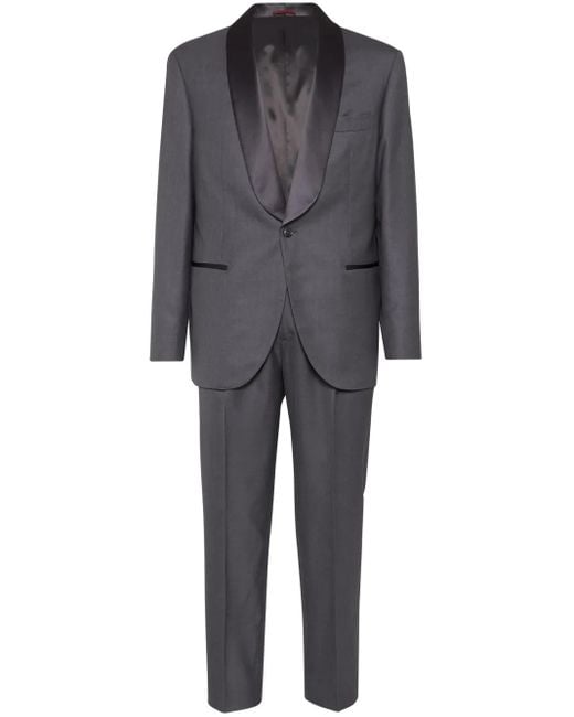 Brunello Cucinelli Gray Single-Breasted Wool Suit for men