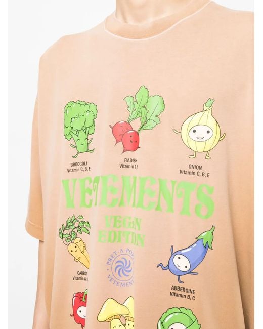 Vetements Brown Vegan Logo-Print Cotton T-Shirt for men