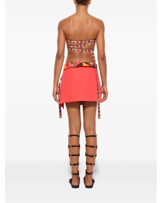 Emilio Pucci Red Cotton Wrap Skirt