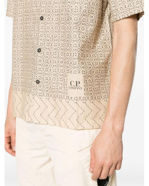 C P Company Natural Baja-print Cotton Shirt for men