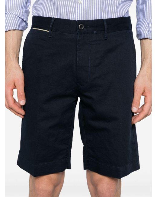 Incotex Shorts Met Geborduurd Logo in het Blue voor heren
