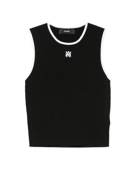 Amiri Black Ma Logo-Embroidered Ribbed Tank Top