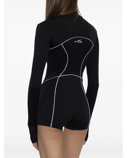 Balenciaga Black Logo-Print Panelled Playsuit