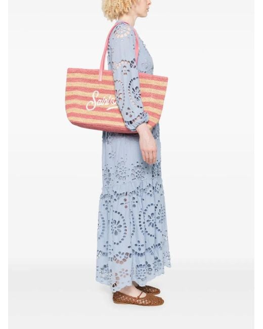 Mc2 Saint Barth Pink Raffia City Tote Bag