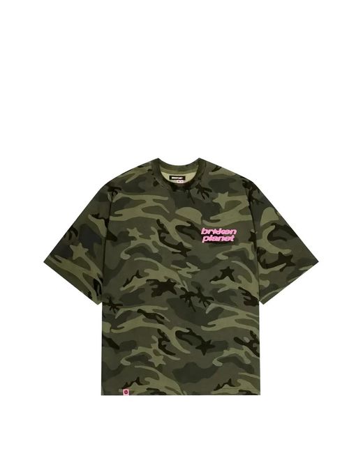 BROKEN PLANET Green Star Logo Camouflage T-Shirt