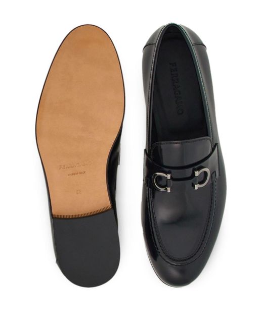 Ferragamo Blue Gancini-buckle Leather Loafers for men
