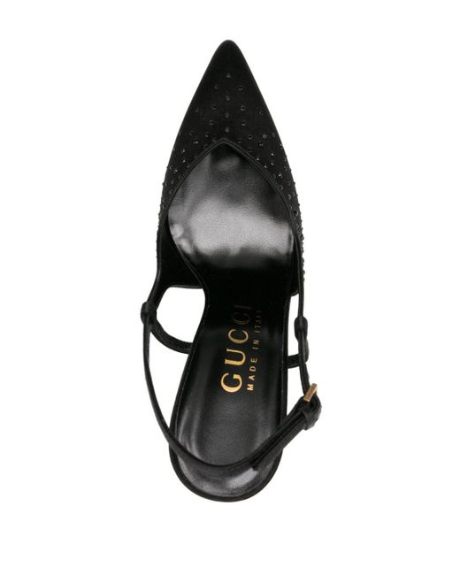 Escarpins ornés de cristaux à bride arrière 75 mm Gucci en coloris Black