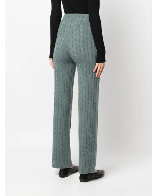 Peserico Blue Drawstring Chunky-Knit Trousers