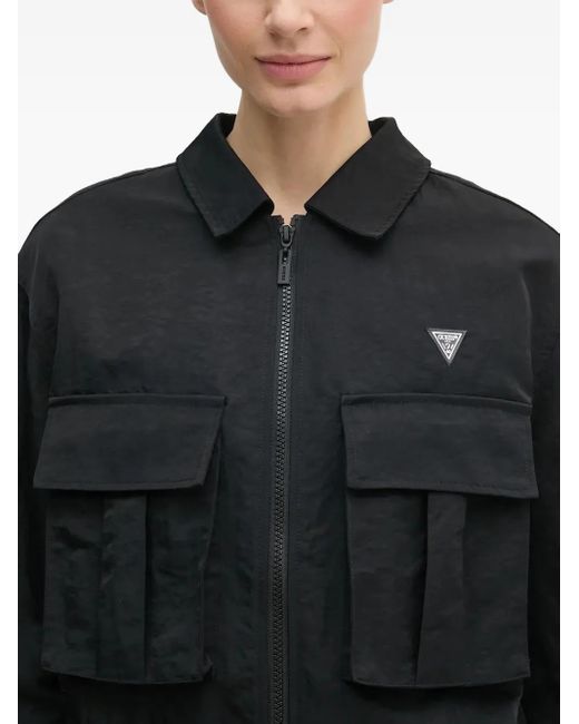 Guess Black Triangle-Logo Zip-Up Jacket