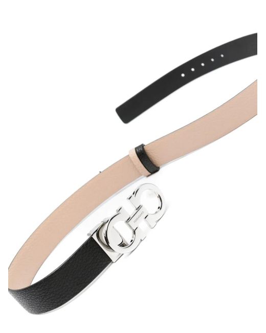 Ferragamo Black Gancini Leather Reversible Belt