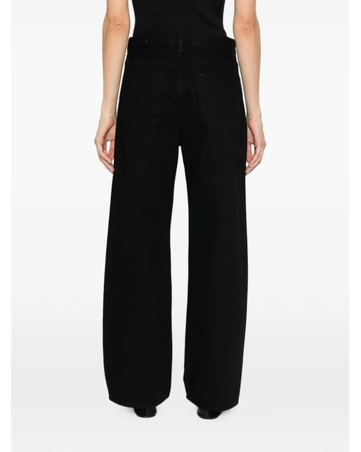 FRAME Black The Bow Wide-Leg Jeans