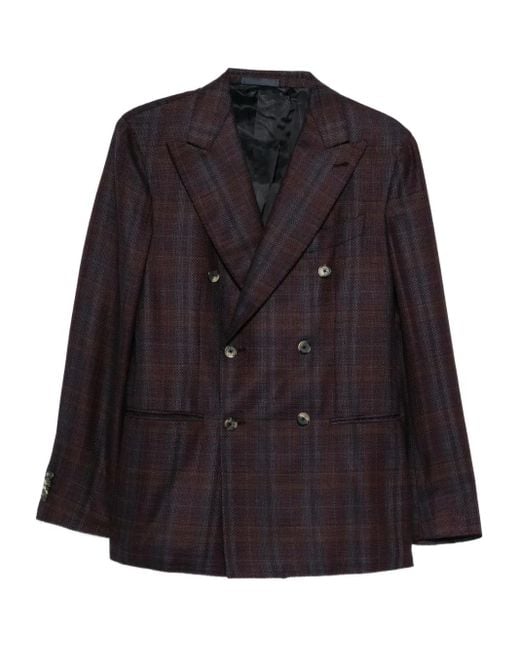 Double-breasted checked jacket Caruso de hombre de color Black