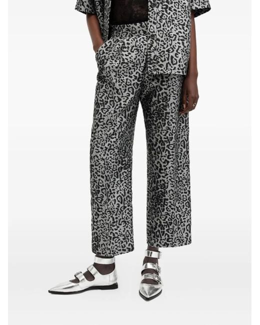 Pantaloni Con Stampa Leopardata di AllSaints in Gray