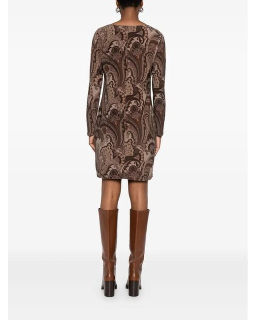 Ralph Lauren Brown Paisley-Print Mini Dress