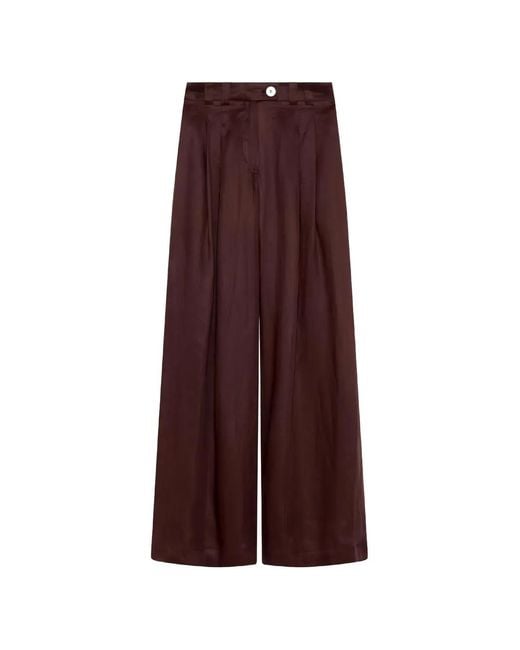 Marella Purple Slub-Texture Pleated Trousers