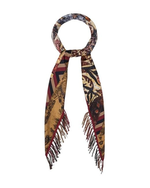 Pierre Louis Mascia White Geometric-Pattern Fringed-Edges Scarf