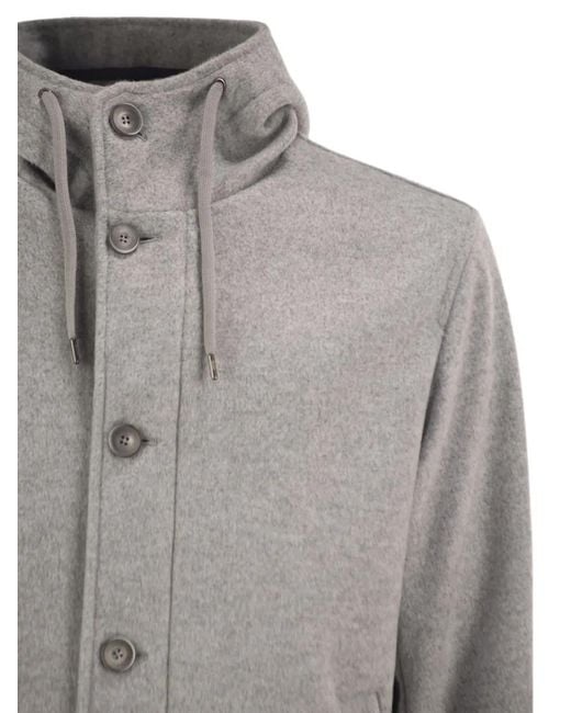 Herno Gray Hooded Jacket for men