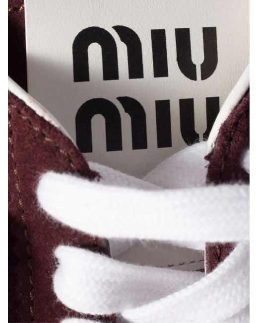 Miu Miu Purple Plume Sneakers Aus Wildleder