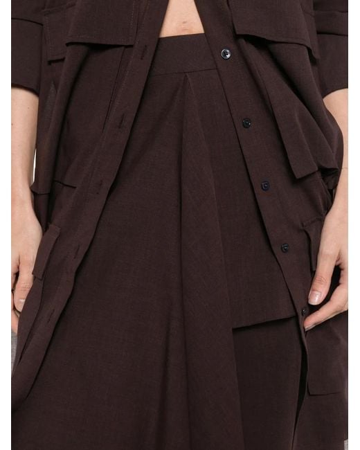 Qasimi Brown Tiered Draped Skirt