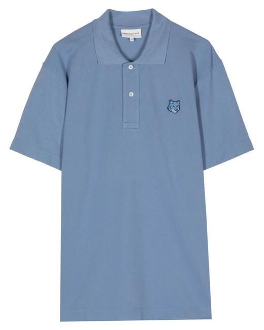 Maison Kitsuné Blue Fox Head Cotton Polo Shirt for men