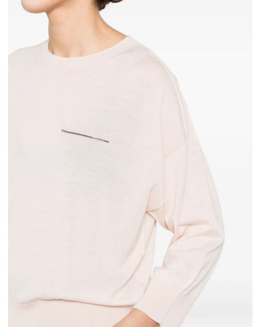 Peserico White Crystal-Embellishment Sweater