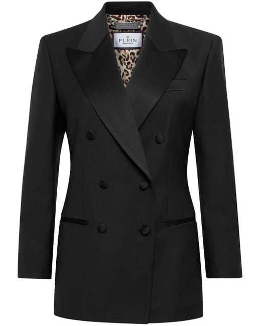 Philipp Plein Black Peak-Lapels Double-Breasted Blazer