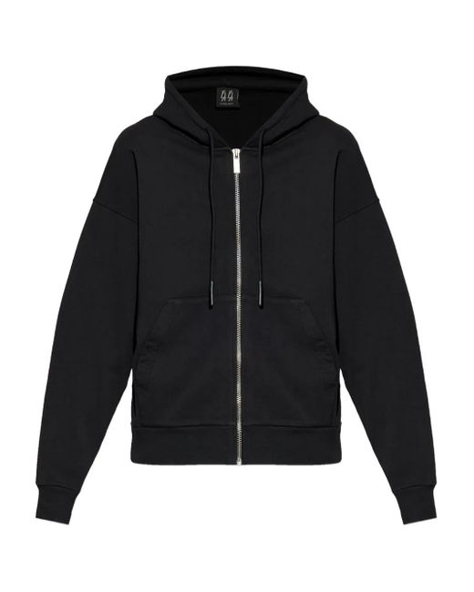 44 Label Group Black Zip-Up Cotton Hoodie for men