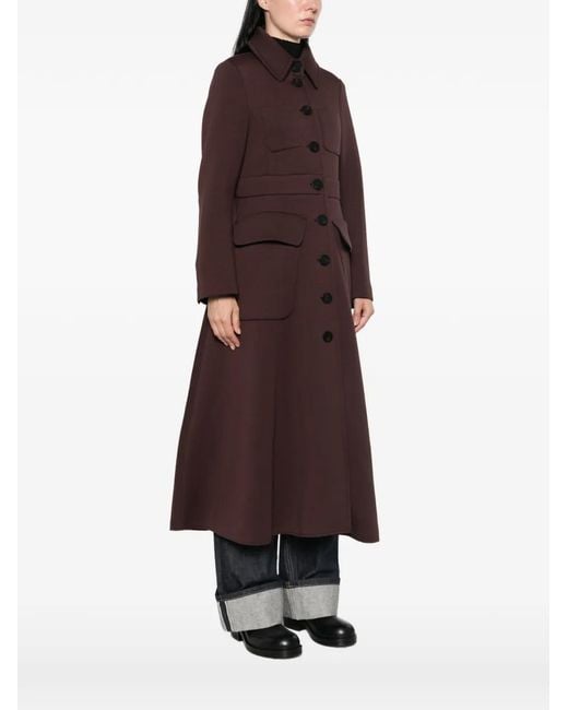 Psophia Purple Button-Up Flared Coat