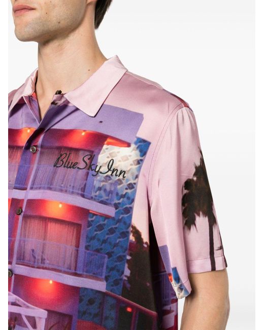 BLUE SKY INN Twill-Hemd mit grafischem Print in Pink für Herren