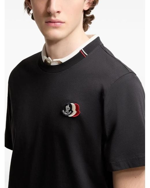 Moncler Black Logo Cotton T-Shirt for men
